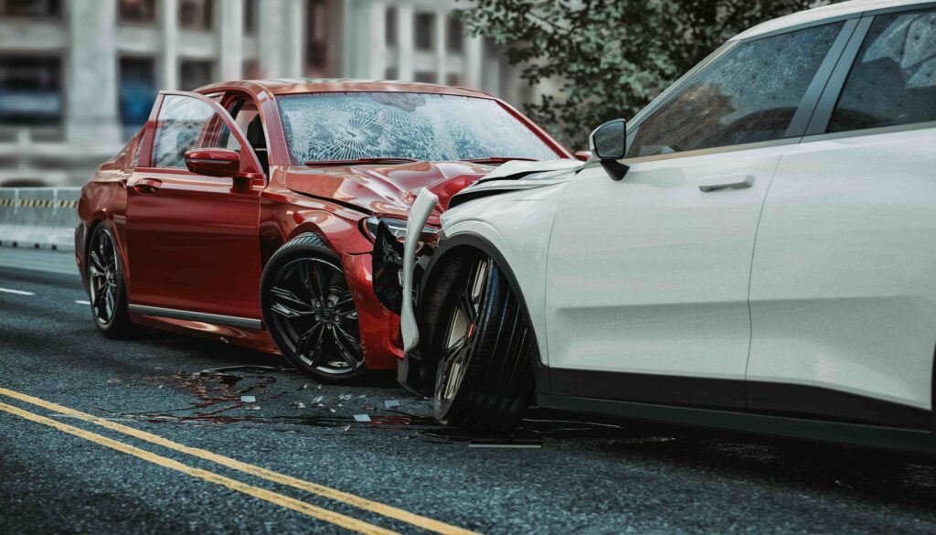 two cars involved in a car accident